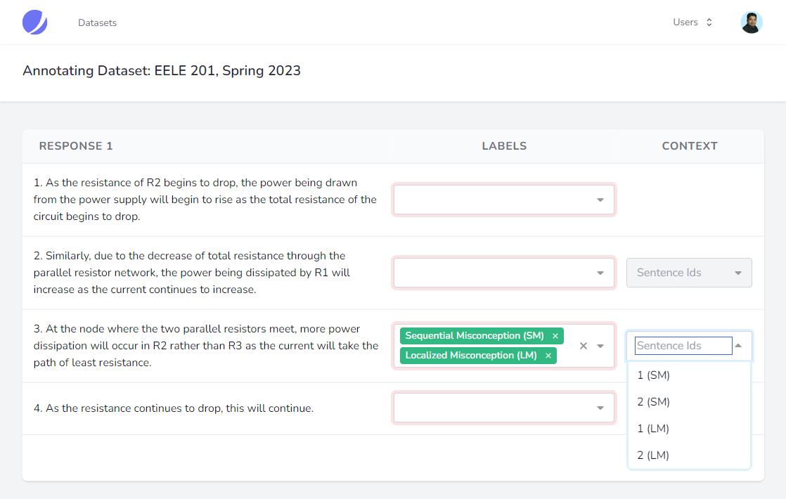 Annotation Page - Selecting Context