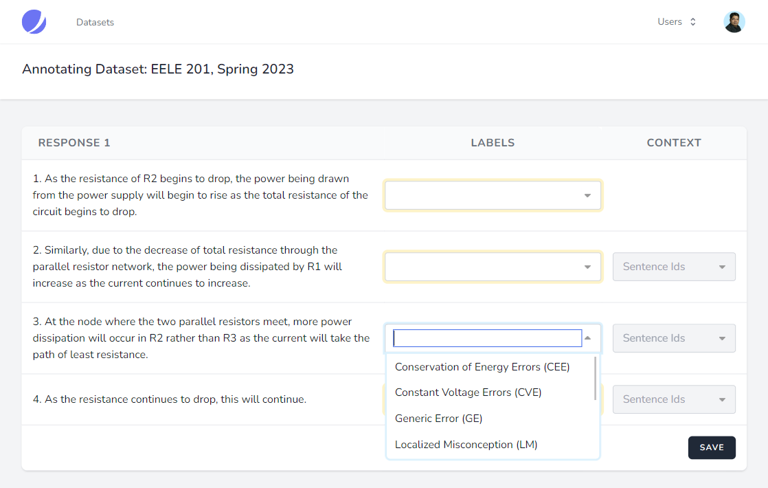 Annotation Page - Selecting Label