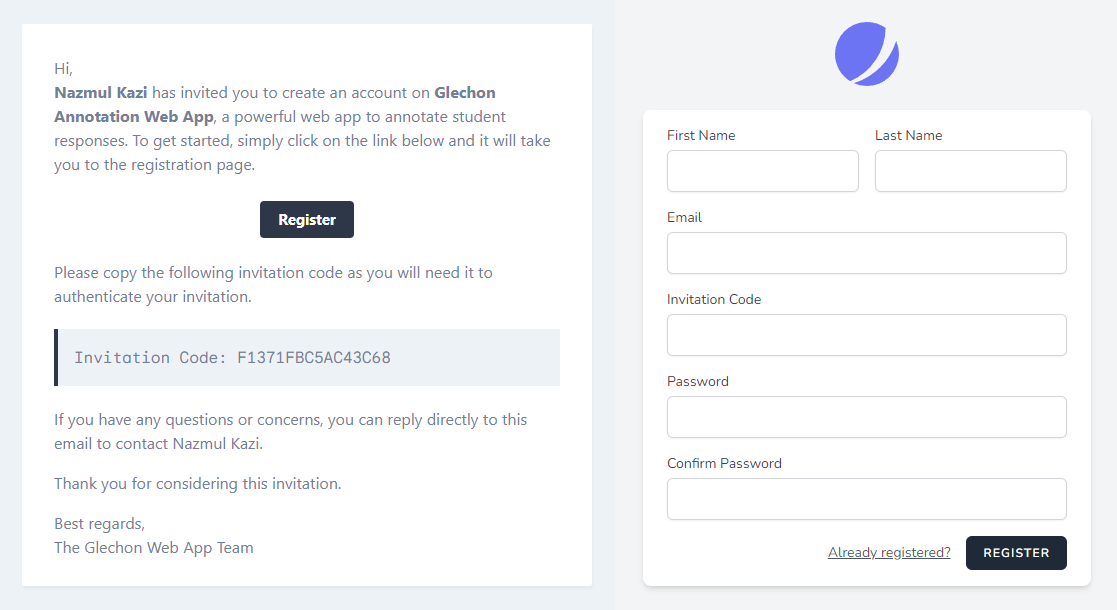 Inviting users and login